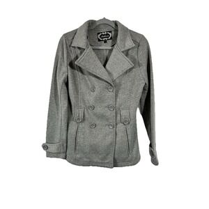 Ambiance Heather Grey Soft Knit Pea Coat M Dark Academia Corpcore Y2K Minimalist